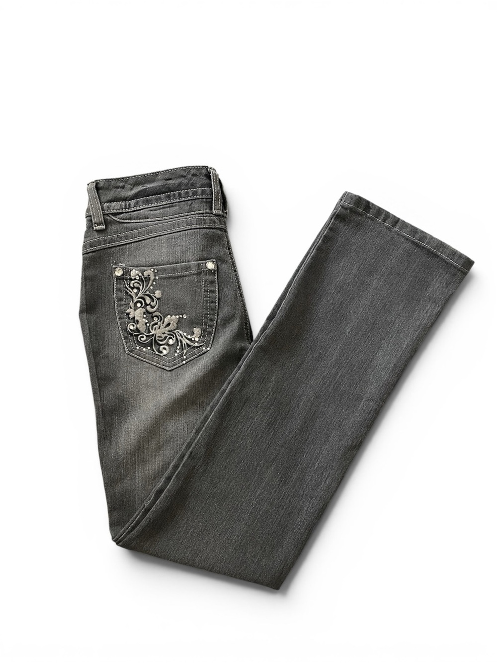 Style & Co. Women’s Dark Gray Boot Cut Jeans with Embellished Back Pockets